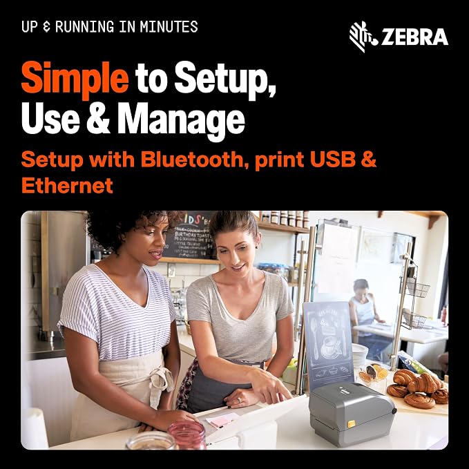 ZEBRA ZD621 Thermal Shipping Label Printer 4"| 203 DPI | No Ink Required | 4x6 | USB, Serial, Ethernet, Tap to Print NFC | 2 Year Warranty | UPS/USPS/FedEx | Direct Thermal
