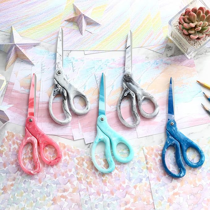 LIVINGO Fabric Scissors 8" All Purpose Shears Gradient Green | Heavy Duty Stainless Steel Blade, Smooth Grip Handle, Ribbon Fabric Paper Cutting, Sewing Craft Home Use