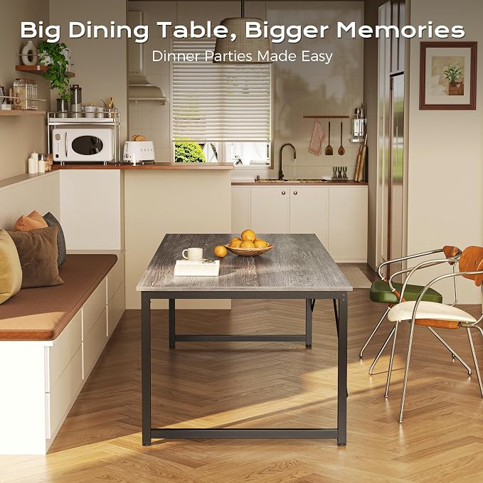 63 X 29.5 Inch Computer Desk with Deeper Desktop, Gaming Office Writing Work Desk for Home Office, Study, Bedroom, Work from Home, Metal Frame, Grey