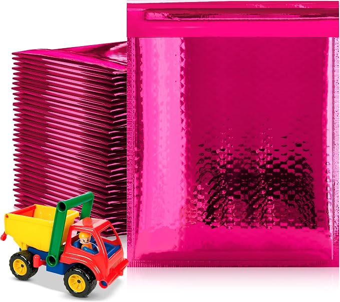 Glamour Metallic Bubble Mailers 8.5 x 11 Inches Hot Pink, 300 Pack Padded Envelopes for Shipping, Mailing, Packaging Protection