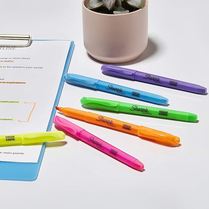 Sharpie Pocket Highlighters Narrow Chisel Tip Highlighter Marker Set Pack Of 36 In 6 Assorted Fluorescent And Pastel Highlighters Ideal For Office Teacher And School Supplies