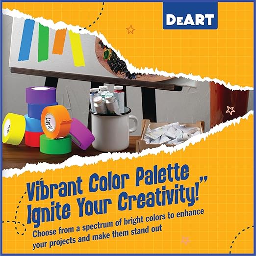 DEART 8X Colored Masking Tape, 33 Ft x 1 inch Colored Painters Tape for Arts & Crafts Labeling or Coding, Craft Supplies Color Tape Rolls, Colorful Masking Craft Tape, Lab Tape