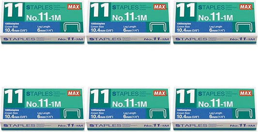 Max No. 11-1M Staples for Vaimo Staplers, 6 Packs