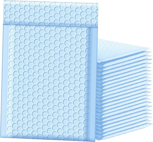 Famagic Bubble Mailers 6x10 Inch 50pc Light Blue Shipping Bags, Chic Packaging Bags For Small Business, Colored Padded Mailing Envelopes, Opaque Matte Self Seal Bubble Poly Mailers Bulk #0
