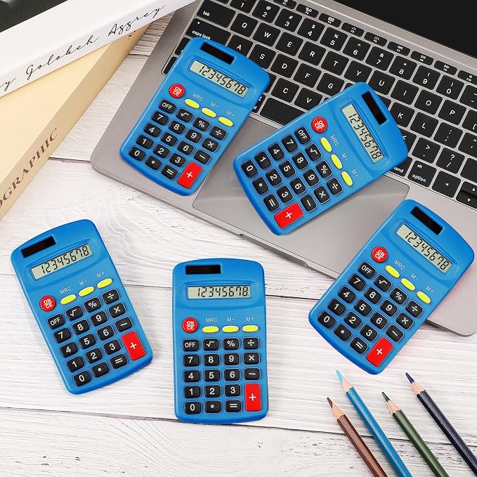 Youyole 20 Pieces Pocket Calculator Bulk Solar for Calculating Basic Mini Dual Power 10 Function Calculator Small for Display Desktop Office, No Battery