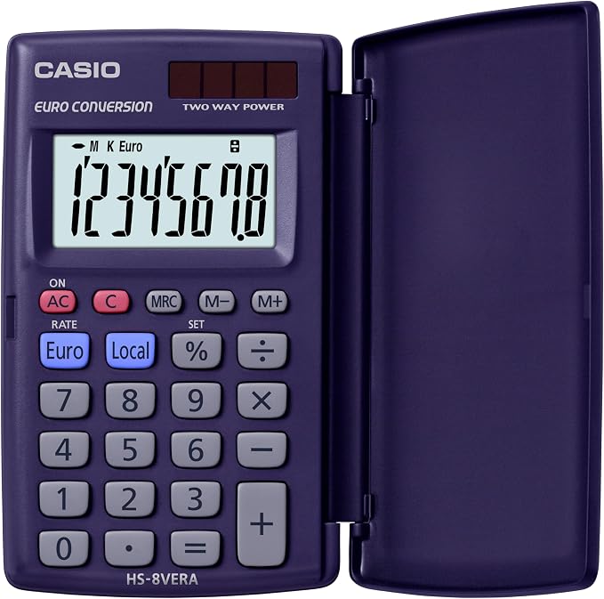 HS-8VER Pocket and Desktop Calculator, Blue