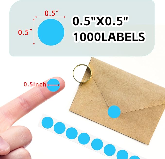 PARLAIM Round Dot Stickers 1/2 Inch Color Coding Labels on a Roll, 1000 PCS Permanent Circle Stickers in Plastic Dispenser Box for Home Office Classro