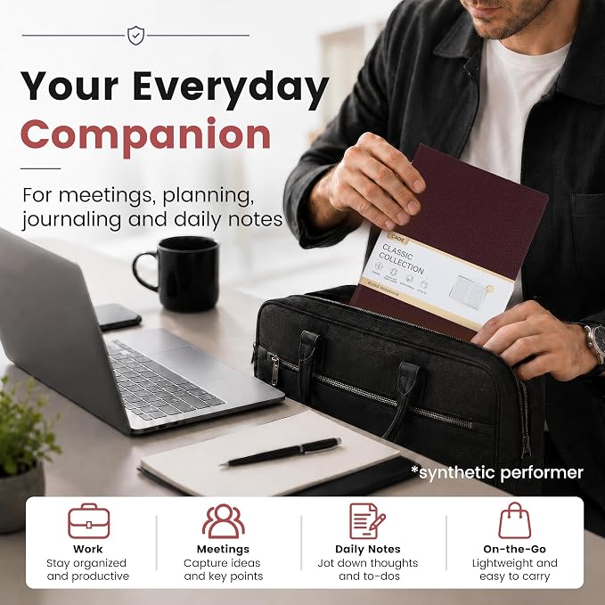 CAGIE Lined Journal Notebook for Men & Women,176 Pages A5 Medium Size, Softcover Leather Journals for Writing, College Ruled Notebook for Work & School, 100 GSM Thick Paper (5.7'' x 8.3'') (Burgundy)