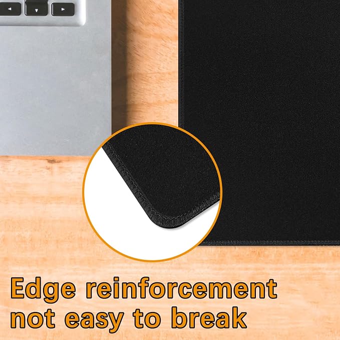 4 Pack Black Mouse pad Bulk with Stitched Edge,10.87x12.6 inches 3mm Thickness Premium Textured Non-Slip Rubber Base Washable for Office and Home Use