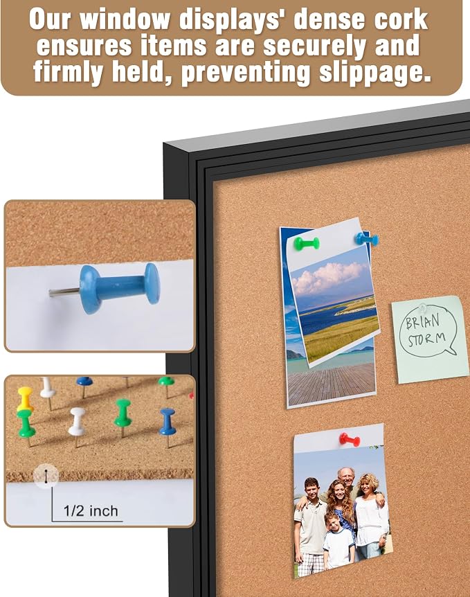 Mifuro 36"x24" Enclosed Bulletin Board, Outdoor Lockable Weather-Resistant Aluminum Cork Noticeboard for School & Office Hospital, Black Frame w/Cork