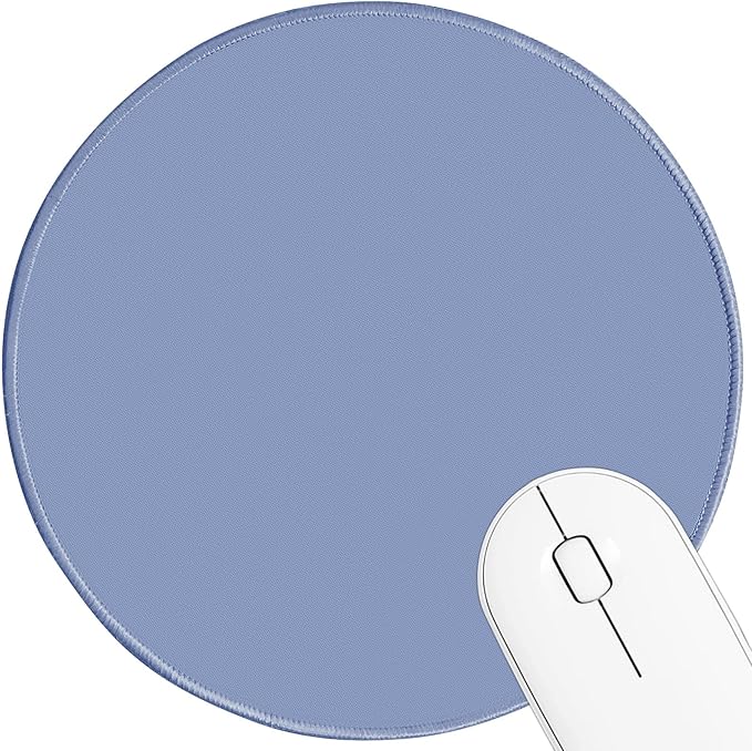 Round Mouse pad, high-end Texture, Sewn Edge Design, Anti-Slip Rubber Base. 8.6 x 8.6 inches (Blue)