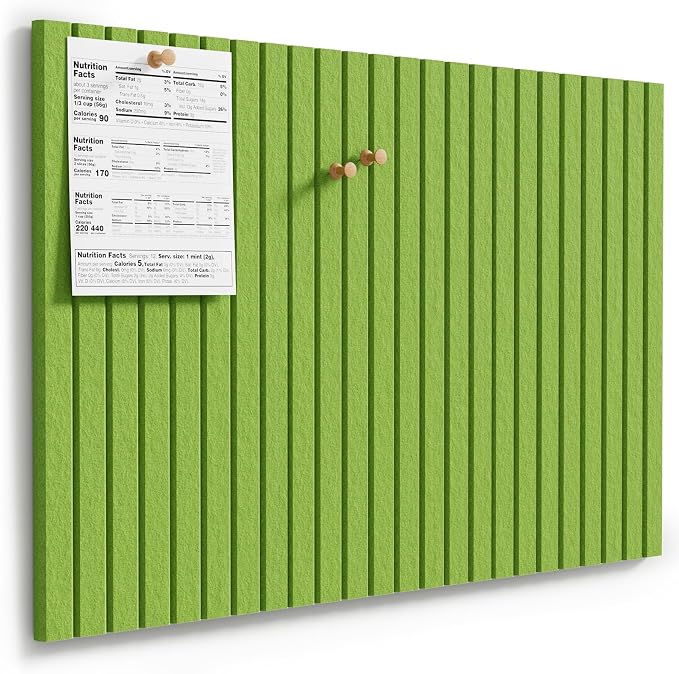 MaxGear Bulletin Board 36" x 24", Grass Green Felt Wall Tiles Room Decor | Cork Board For Walls Alternative, 6 Pack 11.8" x 11.8" 3D Wall Panels, Poster Felt Board, Pin Board For Office, Home Decor