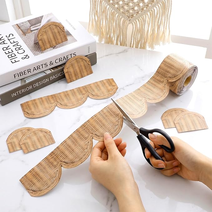 Zonon 65.6 Feet Rattan Bulletin Board Borders Farmhouse Scalloped Border for Bulletin Board Trim Rolled Classroom Decorations for Back to School Classroom Chalkboard Home Office Wall Decor