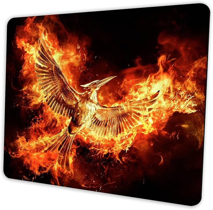 Fire Phoenix Mouse Pad, 9.5"x7.9" Cool Computer Laptop Mousepad | Personalized mouse pad with fiery phoenix design. Premium smooth cloth surface, 3mm cushion & non-slip rubber base.
