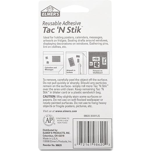 Elmer's Tac 'N Stik Reusable Adhesive, 2 Ounce - Pack of 12