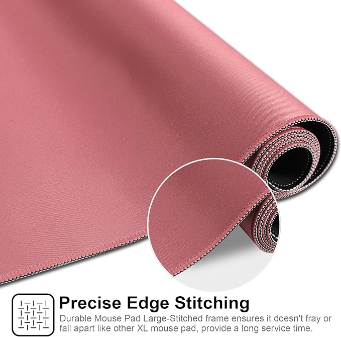 Gaming Mouse Pad,Large Mouse Pad Size 31.5x11.8 Thickness 0.12 inches,Premium-Textured Non-Slip & Waterproof Computer Mousepad with Stitched Edges for Gaming,Office & Home-80x30 Darkpaink013