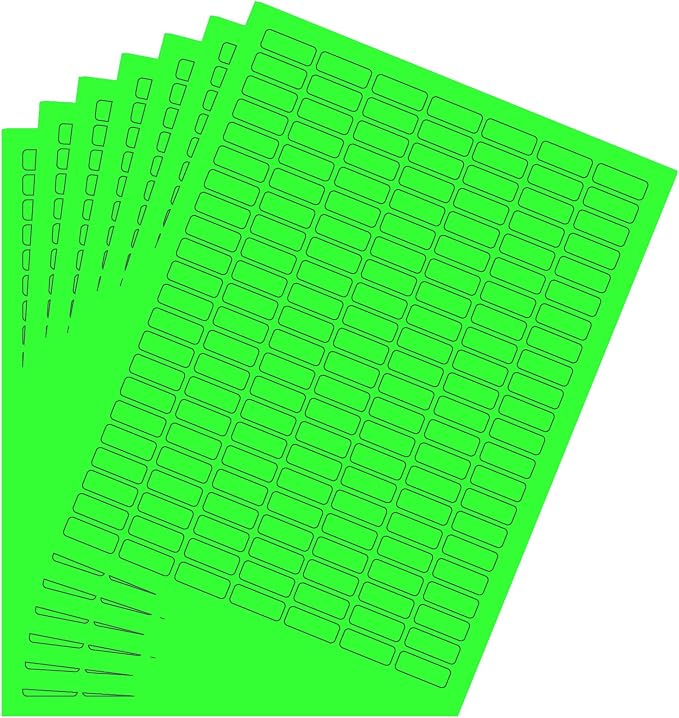 Printable Rectangle Labels, 1 x 0.375 Inch - 1540 Pack | Neon Green printable labels for inkjet & laser printers. Template included.