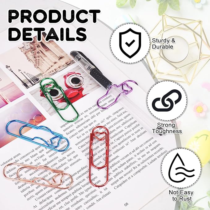 16 Pack QMPRKPE Paperclip Pen Holder for Notebook, Professional Heart Paper Clips Organizer, Multi-Purpose Metal Paper Clip Pen Holder, Vibrant Colors &Easy to Use for Students, Office & School
