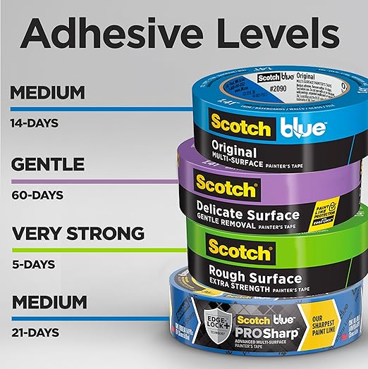 ScotchBlue Original Multi-Surface Painter's Tape,0.94 Inches x 60 Yards,4 Rolls,Blue, Protects Surfaces and Removes Easily, Multi-Surface Painting-Tape for Indoor and Outdoor Use,(Pack of 2)