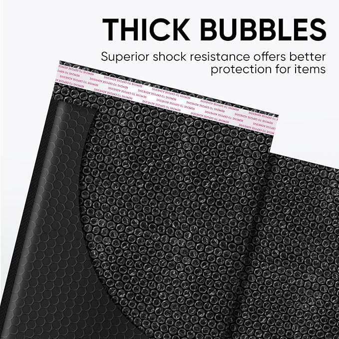CHMI Black Bubble Mailers 8.5 x 12 Inch 90 Pack, Usable Size 8.25X12 Inch Poly Mailers,Mailing Envelopes,Shipping Mailer，Opaque Self Seal Adhesive Waterproof Bags for Packaging and Shipping.