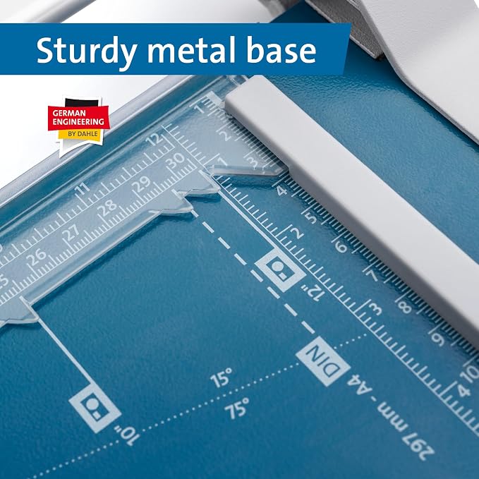 Dahle 507 Personal Rotary Trimmer, 12" Cut Length, 7 Sheet Capacity, Self-Sharpening, Automatic Clamp, German Engineered Paper Cutter