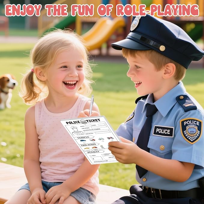 TICIAGA Sticky Notes-Black 10PCS 4x6 In Playtime Pad Included Restaurant Police Vet Doctor Visit Coffee Salon Notepad 30 Page Pretend Notebook Imaginative Role for Toddler Kid Play Game, Mix