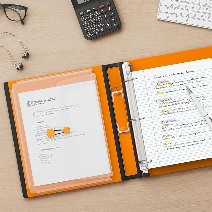 Staples Better Binder 1.5-Inch D-Ring View Binder, Reinforced Spine, Holds Up to 350 Sheets, Orange, for Office & School