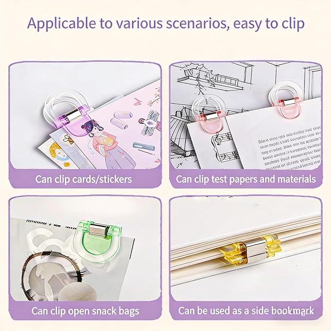 24Pack Colourful Binding Clips & Paper Clips,Medium Paper Clips 1.6*1Inch. | Reusable Medium clips，Binder Clips Paper Clamps for Office, Home ,School and Business