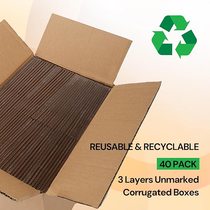 ZBEIVAN Shipping Boxes Mailers 5x4x4 inches Corrugated Cardboard Small Packing Kraft Moving Mailing Box, Pack of 40