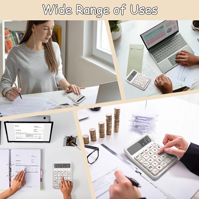Mechanical Switch Calculator, 12 Digit Large LCD, Big Buttons | Real Mechanical Keypad with Tactile Feedback for Office Work, Study, and Everyday Use