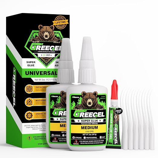 Clear Liquid Medium Super Glue 4 oz + 3g Gel Glue for Plastic Model | Strong Instant Cyanoacrylate Adhesive for Wood, Ceramic, Plastic, Metal and Glass Materials, Shoes, Crafts & Repairs