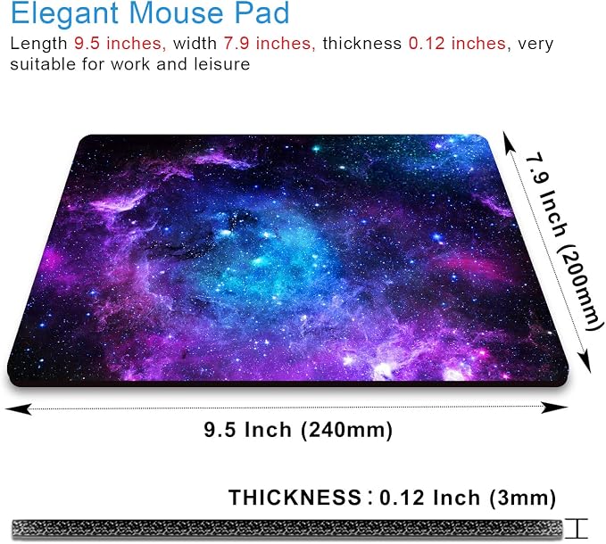 Square Mouse Pad,Blue Purple Galaxy Nebula Universe Outer Space Mousepad, Anti-Slip Rubber Base Mouse Pad for Office Laptop Computer PC Men Women, Small Mouse Mat, 9.5 x 7.9 Inch