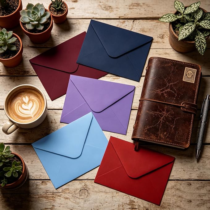 YINUOYOUJIA 100 Pack 4x6 Envelopes with Stickers (100, Burgundy) | A6 Envelopes for Invitations, Printable, Self Seal for Weddings, Invitations, Photos, Postcards, Greeting Cards, Mailing