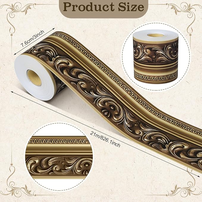Outus 68ft Frame Bulletin Board Border Die-Cut Rolled Trim,Refined | Straight Picture Frame Border, Vintage Style Classroom Chalkboard Decor, Trimmable School Office Party Displays