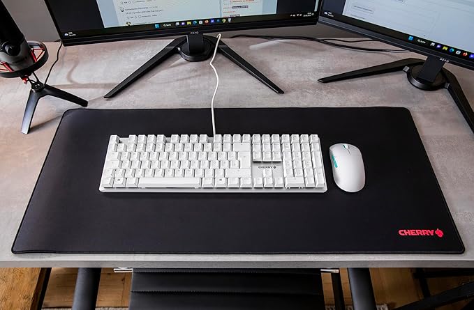 Cherry KC 200 MX, Wired Mechanical Office Keyboard, Modern Design with Elegant Aluminum Surface, USB-A Connection, MX2A Silent RED Switches, White/Silver