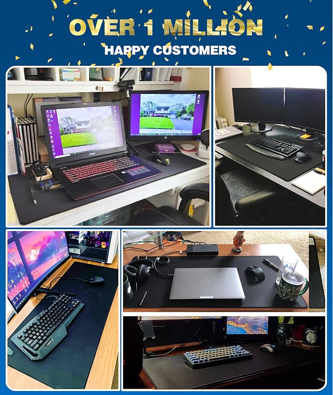 KTRIO Large Gaming Mouse Pad Desk Mat for Gamer, 35.4" x 15.7", Black, XXXL | Extended Size Design, Superior Micro-Weave Cloth, Non-Slip Rubber Base, Durable Stitched Edges, Water-Resistant Coating