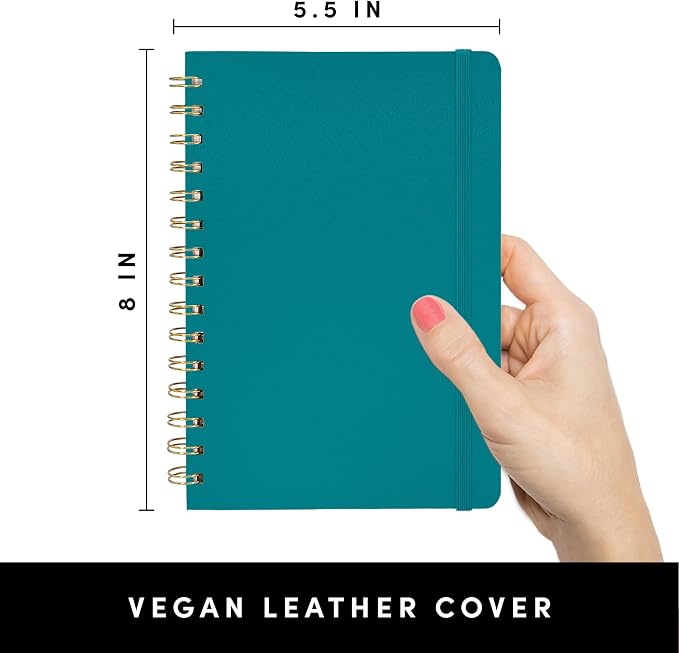 PAPERAGE Graph Paper Spiral Notebook & Journal, (Turquoise), 160 Pages, Medium 5.5 inches x 8 inches - 100 GSM Thick Graphing Paper, Hardcover, Double-Wire Grid Spiral Notebook