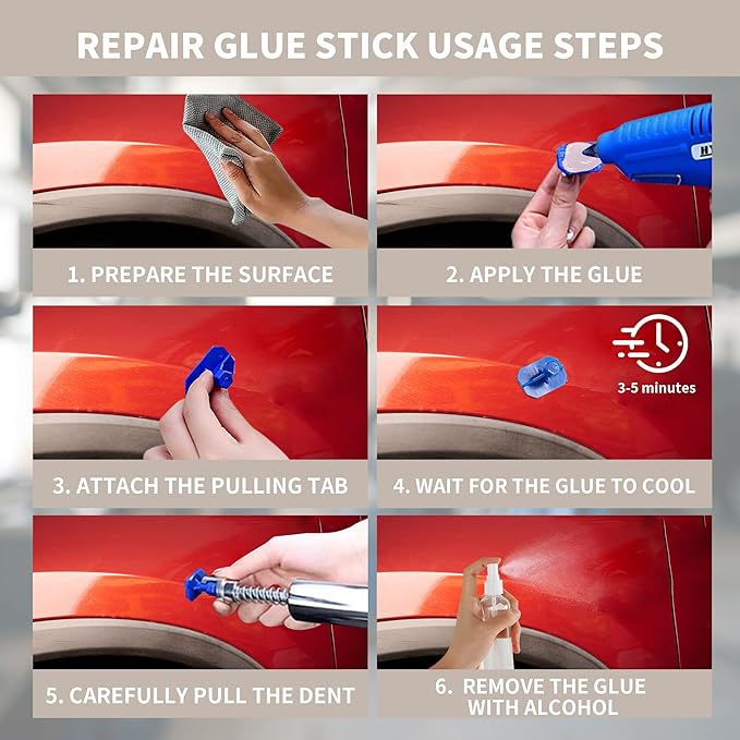 52 Pcs Paintless Dent Repair Glue Sticks Hot Glue Sticks, Premium-Quality Formula Hot Stick, 0.43” Dia x 8” Long PDR Glues for Craft Gun and Car Body Repair Dent Removal Tool - Milky White
