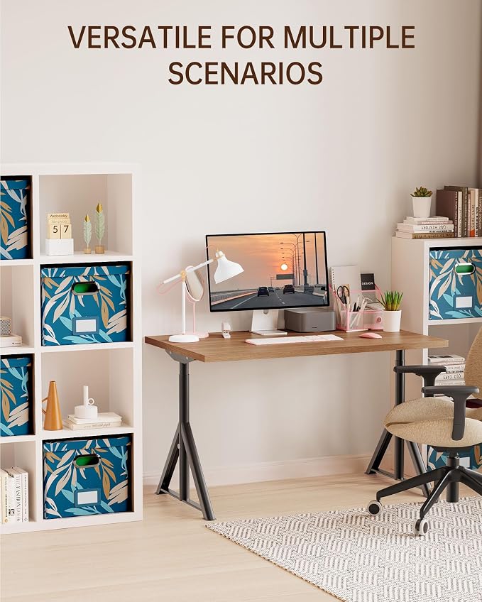File Organizer with Lid, File Box, File Cabinet for Letter File Folder Storage, Hanging File Organizer for Office/Decor/Home,Document Organizer, 1 Pack,Leaf Blue-Box Only