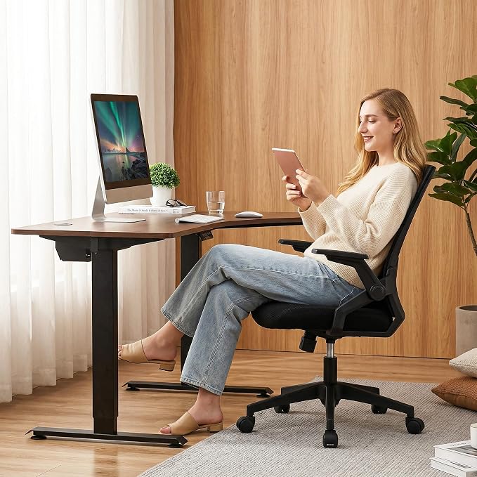 GTPLAYER Ergonomic Office Chair with Flip-up Armrests Executive Computer Chair for Home Office, Breathable Mesh & Comfy Lumbar Support, Pack of 2, Space Black