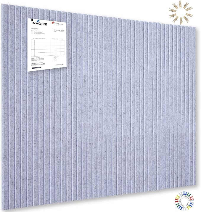 YOUDEFUL 47" x 35" Large Felt Bulletin Board, Light Grey | 12 Pcs Self-Adhesive Cork Board Alternative, Pin Boards for Wall Decor, Home, Office, Classroom,Dorm