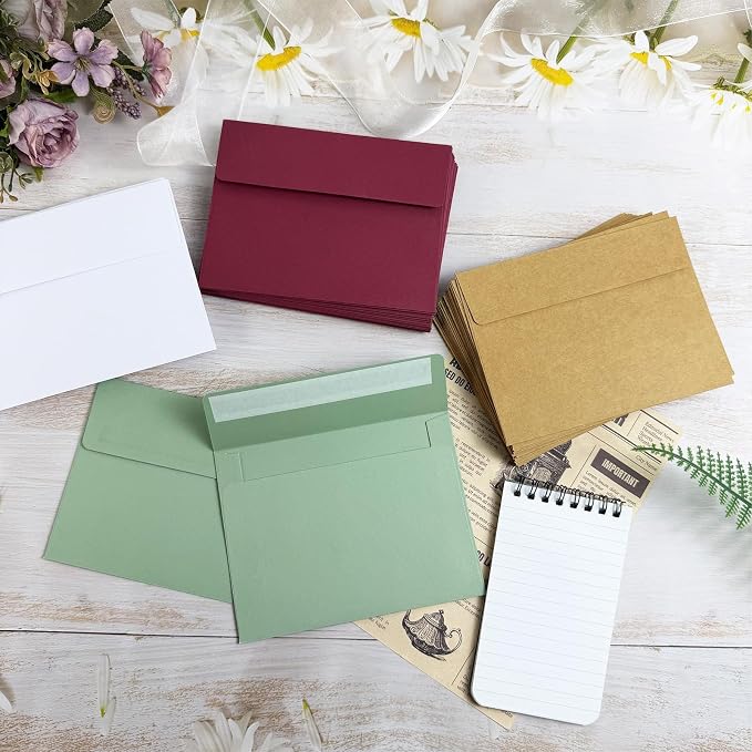 A2 Envelopes 100 Pack Envelopes for Invitations（Burgundy Red） | Self Seal Envelope for 4.25x5.5 Cards,4 3/8" x 5 3/4" Envelopes For Postcards, Photos，RSVP, Greeting Cards