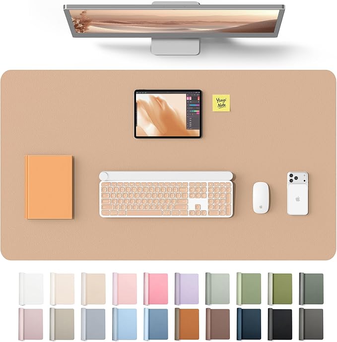 YSAGi Leather Desk Protector, Office Mat, Large Mouse Mat, Non-Slip PU Leather Blotter, Laptop Desk Mat, Waterproof Writing Pad for Office and Home(Latte, 40" x 24")