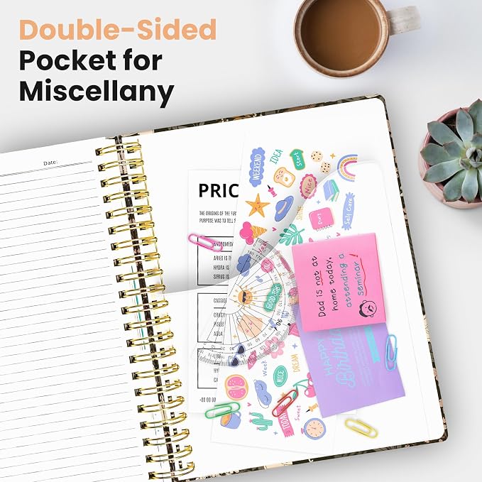 Spiral Notebooks for Work 5 Subject Notebook with Removable Dividers | Aesthetic Hardcover Journal for Women 8.5" x 11" College Ruled 280 Pages Journal for School & Note Taking, Wild Rose