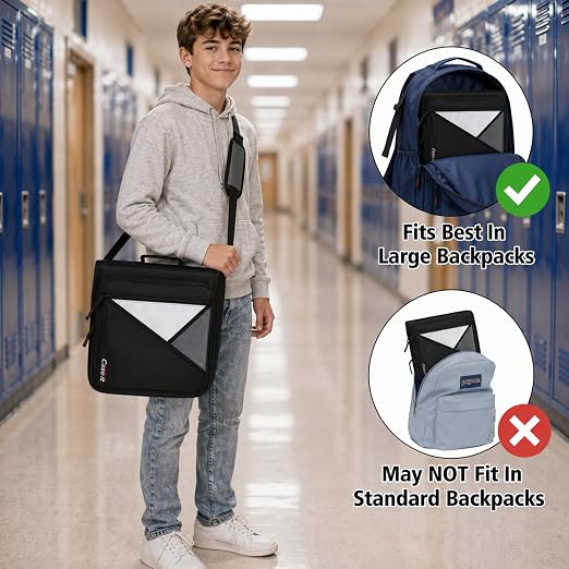 Case-it School Zipper Binder | 2-Inch O-Rings | 400-Sheet | LT-007 Lavender | Universal, 13-Inch Laptop/Tablet Padded Pocket, Multiple Storage Pockets, Shoulder Strap, School & Office Organizer
