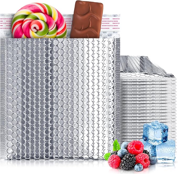 ABC PACK & SUPPLY Thermal Bubble Mailer, 6 x 6 Inch Metallic Foil Insulated Envelopes, 25 Pack Self Seal Waterproof Shipping Mailers