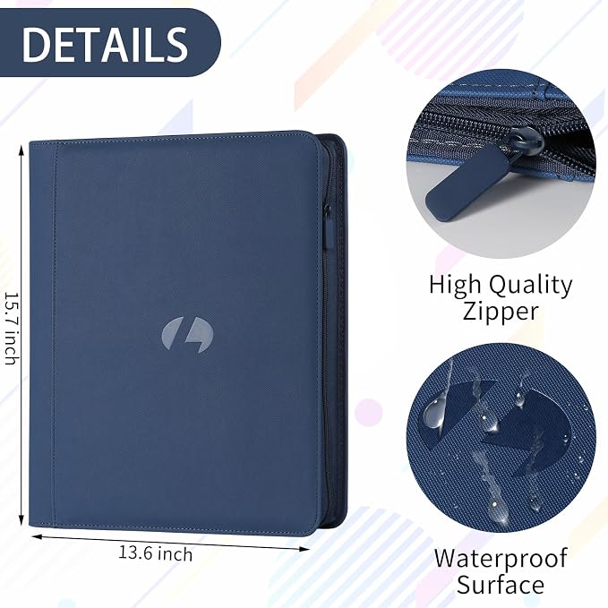 Toploader Binder,Holds 288 Toploaders,9 Pocket Double-Sided Top Loader Binders with Sleeves for 3 x 4'' Toploaders, Card Holder for Trading Cards or Sports Cards(Dark Blue)