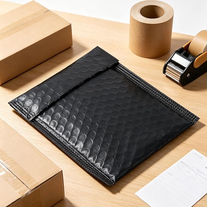 100 PCS 5 x 6 Inch Poly Bubble Mailers, Black Waterproof Padded Mailing Envelopes, Practical Self Seal Adhesive Shipping Bags for Small Business Packing Mailing Supplies