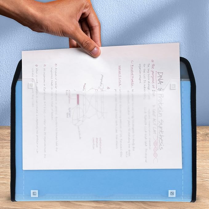 Five Star Expanding File Organizer + Study App, 7-Pocket Accordian File Organizer, Zipper Closure, Holds 8.5" x 11" Paper, Blue (Color May Vary) (350099B)