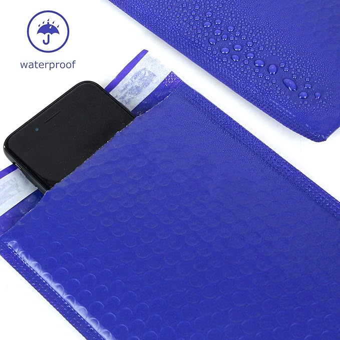 Poly Bubble Mailers 10x13 inch Mailing Envelopes Bubble Padded Waterproof Self Seal Padded Envelopes with Strong Self-Adhering Pack of 25 (Blue)